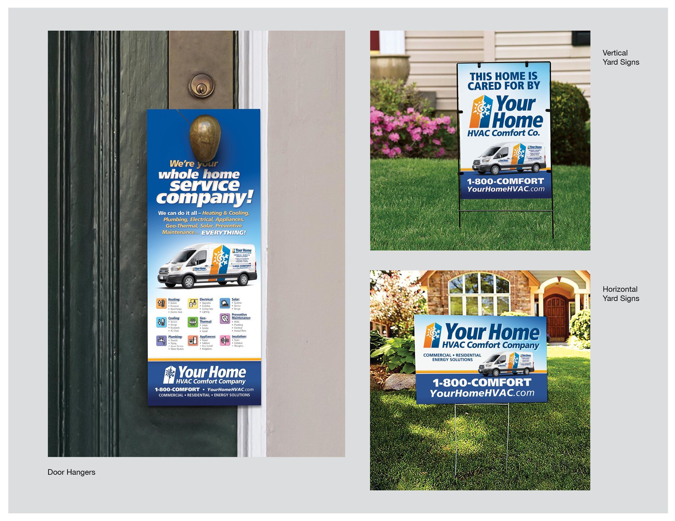 Door hangers and yard signs